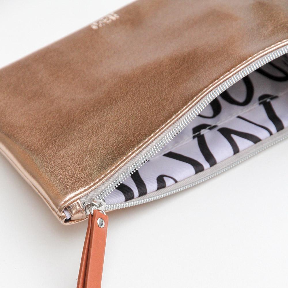 Caroline Gardner - Rose Gold Pouch with Emerald Green Pom Bags Caroline Gardner   